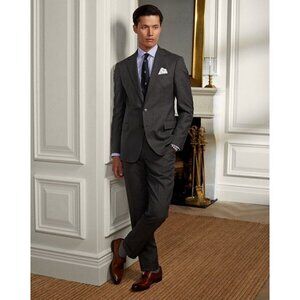 NWT POLO Ralph Lauren Gregory Wool Pinstripe Suit Grey 40L